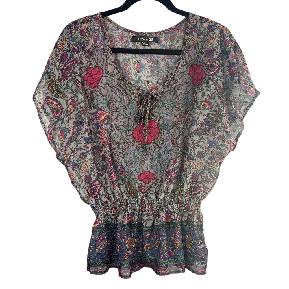 Forever21 Floral Sheer Blouse Size M
